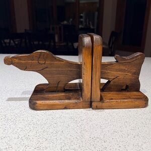 Vintage Carved Wood Dachshund Wiener Dog  Book Ends